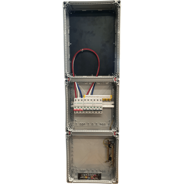 meter, distribution and cable duct switchboard on a white background.