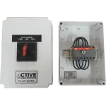 internal and external view of a auger controls box with a white background. 
