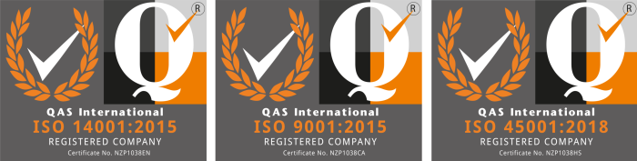 three ISO certification blocks ISO 14001:2015