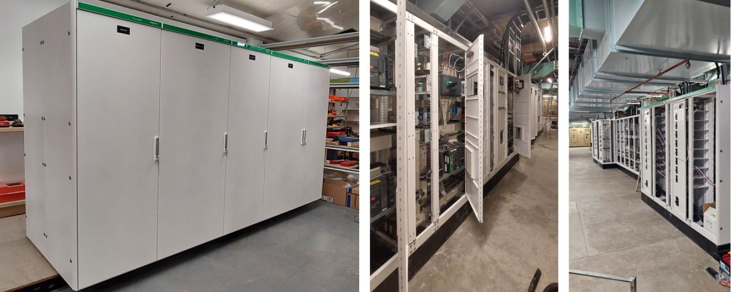 12 meter long substation switchboard in hospital basement